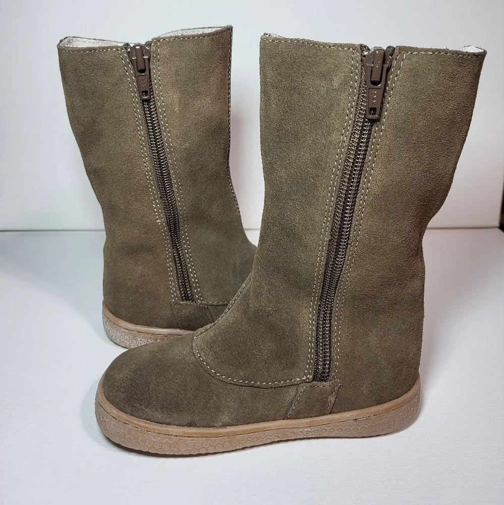 Livie and Luca Tiempo Suede Brown Leather Boots Toddler Girl's Size 7